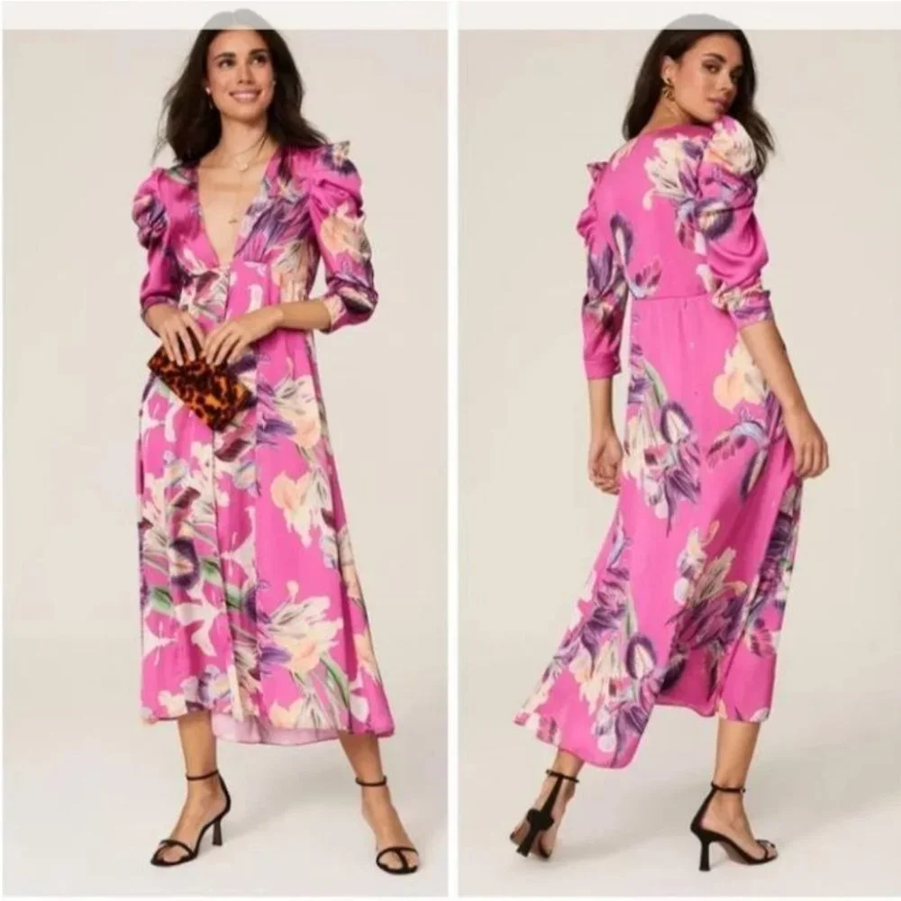 NWT! PatBo Pink Floral Dress Size 4 - Picture 4 of 13